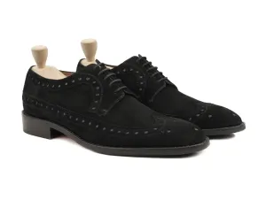 Handmade Black Suede Oxford Dress Shoes for Men