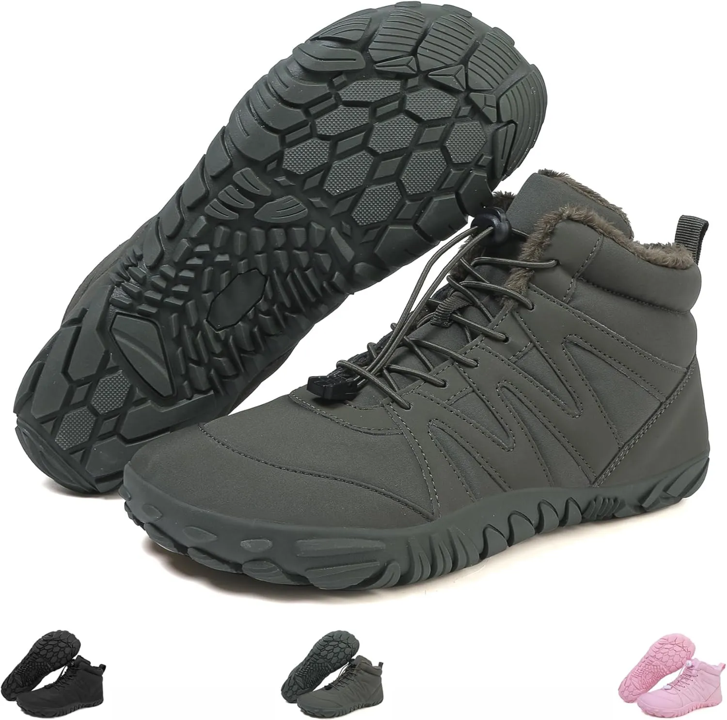 Hike Winter Footwear Barefoot Womens, Warm Waterproof Hiking Winter Barefoot Shoes Men, Anti-slip Barefoot Boots Winter