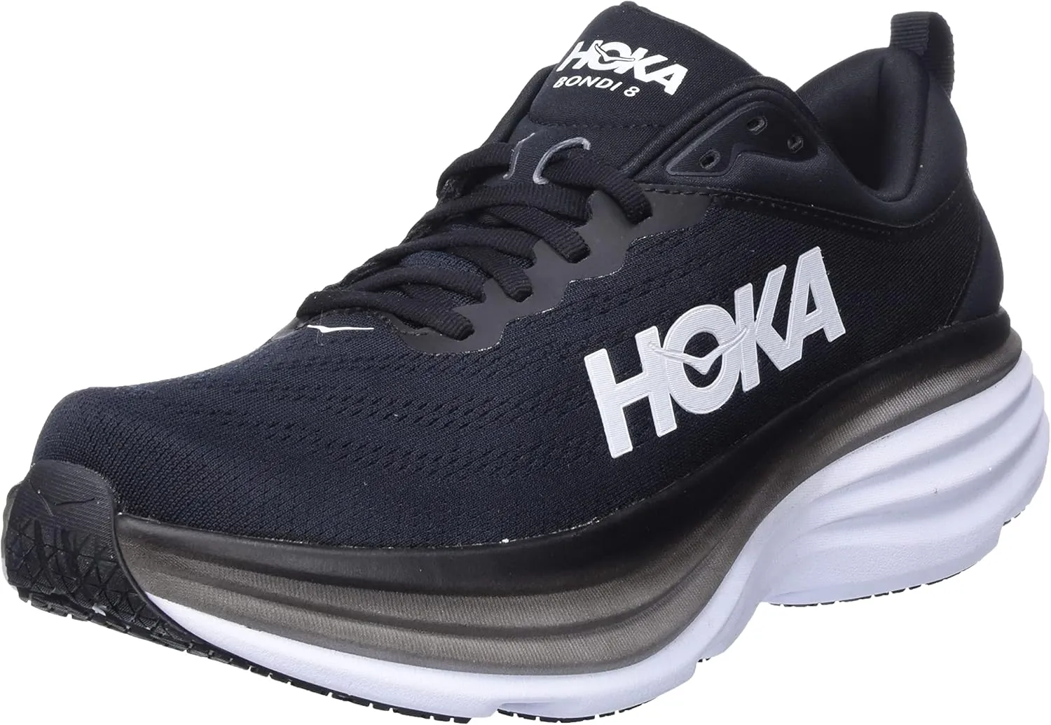 Hoka Men's Bondi 8 Sneaker, Black/White, 11.5