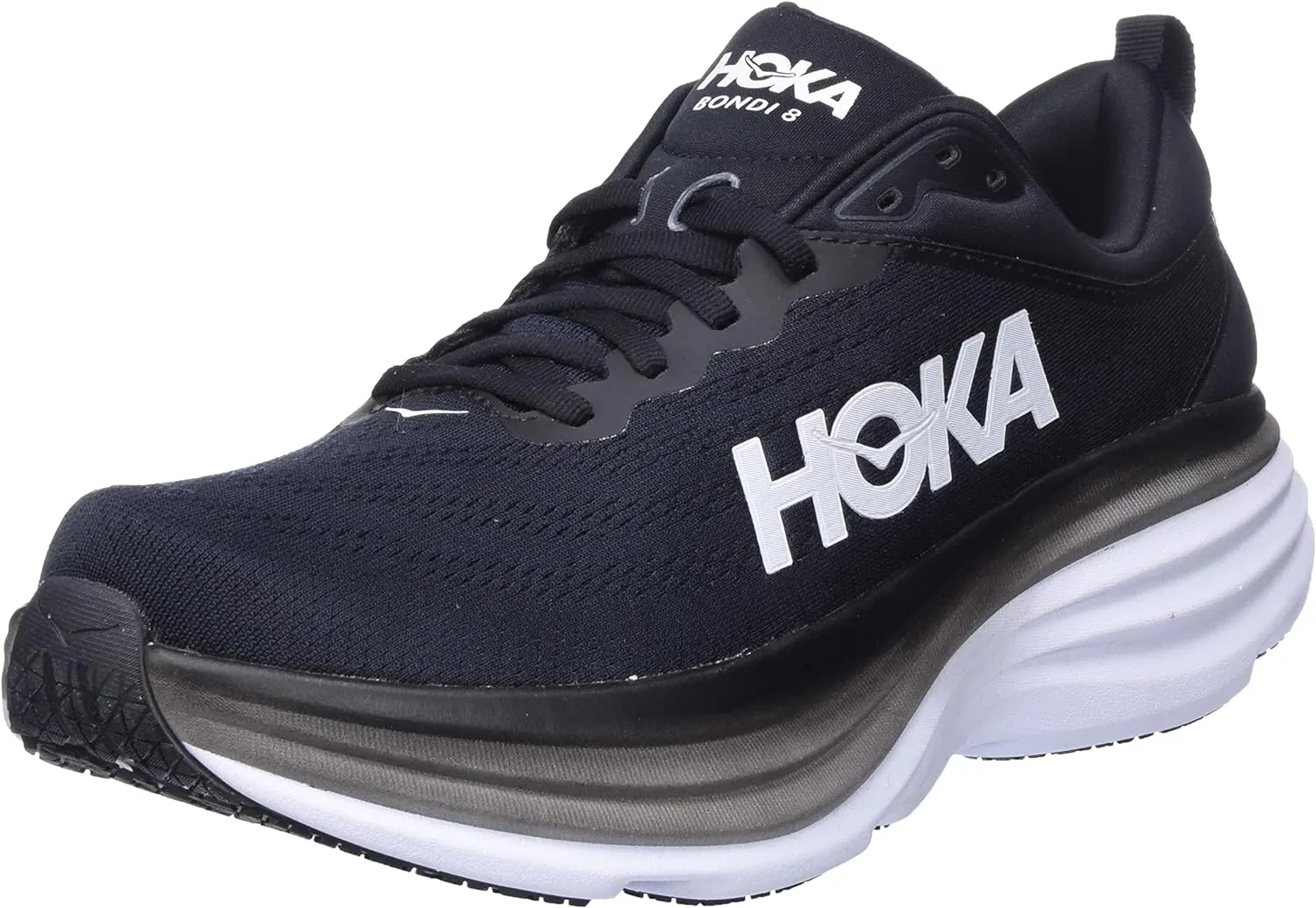 Hoka Men's Bondi 8 Sneaker, Black/White, 11.5