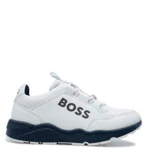 Hugo Boss White and Navy Elastic Sneaker