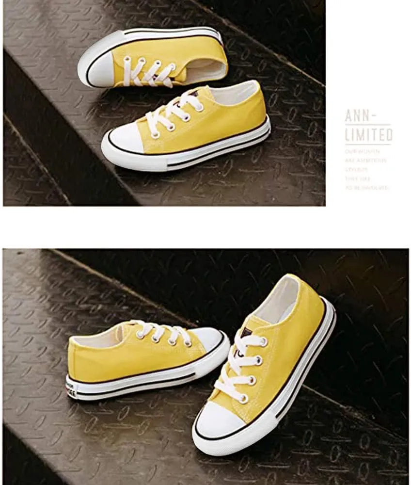 iFANS Boys and Girl Low Top Canvas Kids Lace up Sneakers