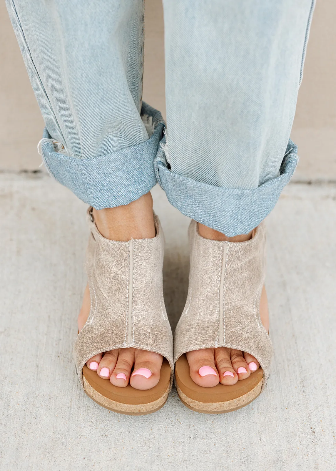 Isabella Studded Wedge - Cream