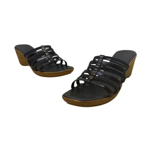 Italian Shoemakers Womens Chocolate Strappy Slide-On Tiber Wedge Sandals Sz 10