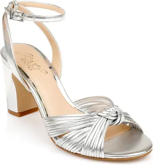Jewel Badgley Mischka Christen Metallic Knotted Block Heel Sandal