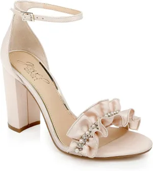 Jewel Badgley Mischka Deva Ruffle High Block Heel
