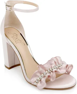 Jewel Badgley Mischka Deva Ruffle High Block Heel