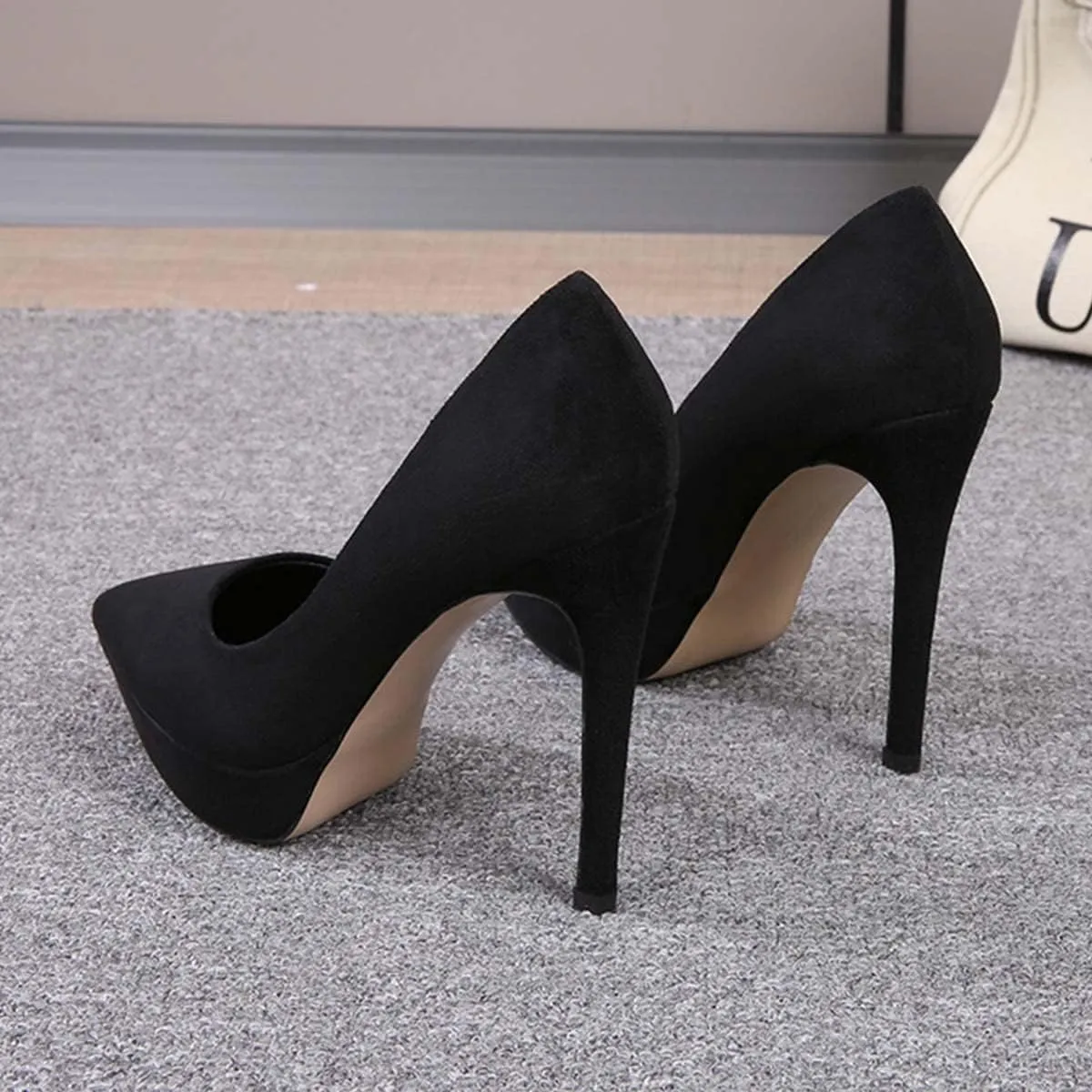 JOEupin Women's Classic 4.7" Platform High Heels Closed Toe Pumps Shoes for Casual Work Wedding