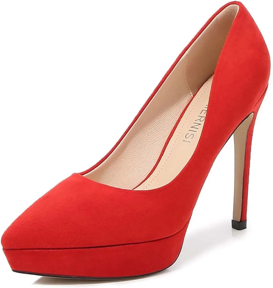 JOEupin Women's Classic 4.7" Platform High Heels Closed Toe Pumps Shoes for Casual Work Wedding