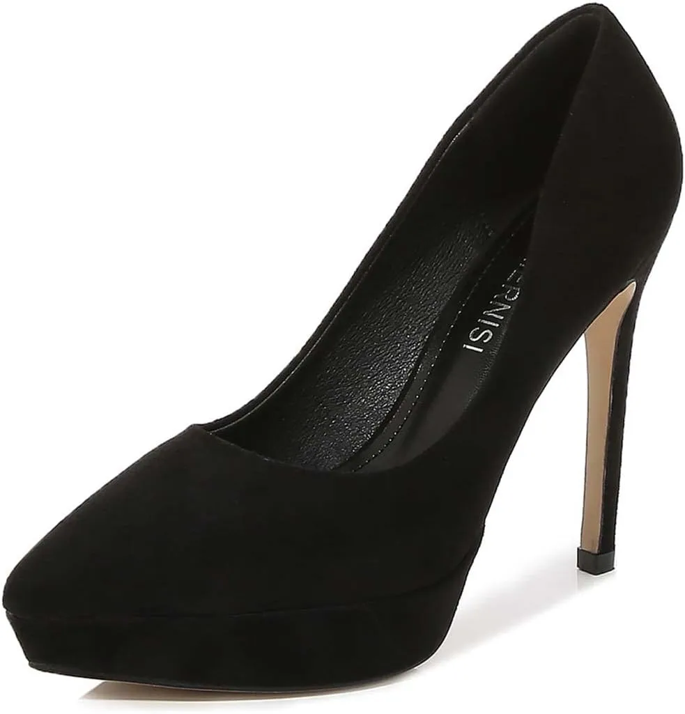 JOEupin Women's Classic 4.7" Platform High Heels Closed Toe Pumps Shoes for Casual Work Wedding