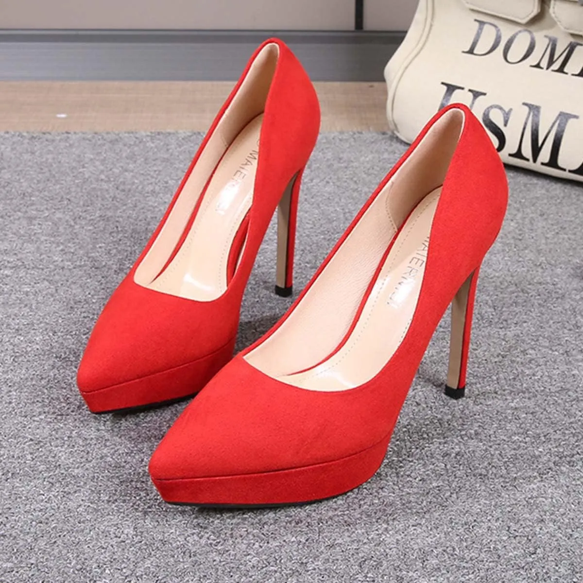JOEupin Women's Classic 4.7" Platform High Heels Closed Toe Pumps Shoes for Casual Work Wedding