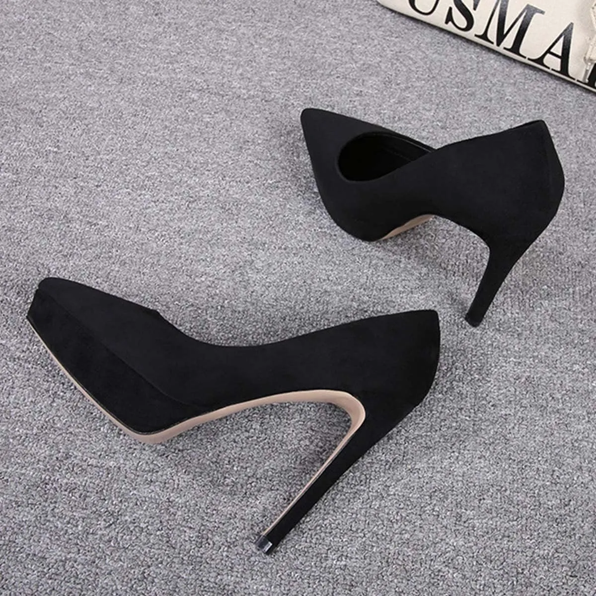 JOEupin Women's Classic 4.7" Platform High Heels Closed Toe Pumps Shoes for Casual Work Wedding