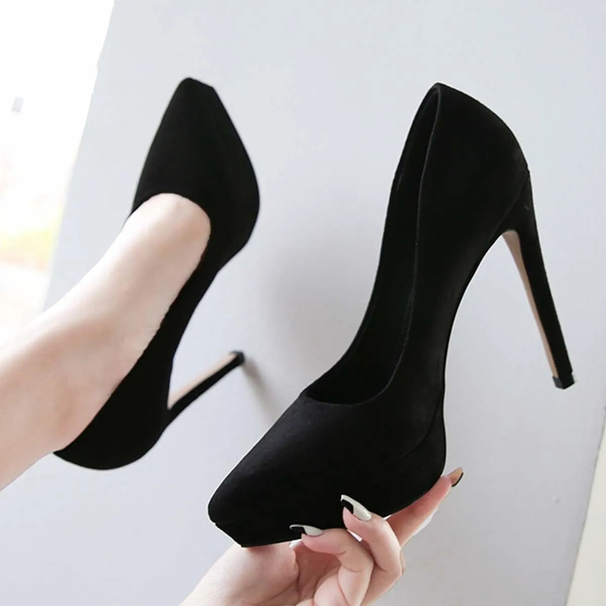 JOEupin Women's Classic 4.7" Platform High Heels Closed Toe Pumps Shoes for Casual Work Wedding
