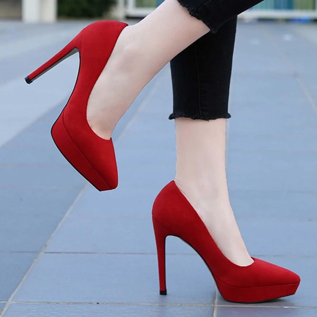 JOEupin Women's Classic 4.7" Platform High Heels Closed Toe Pumps Shoes for Casual Work Wedding