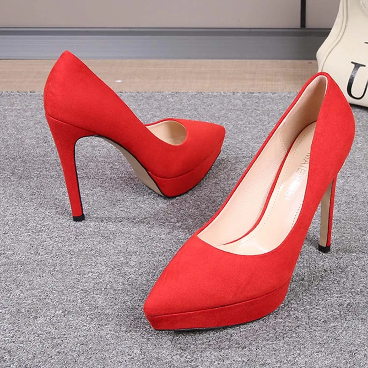 JOEupin Women's Classic 4.7" Platform High Heels Closed Toe Pumps Shoes for Casual Work Wedding
