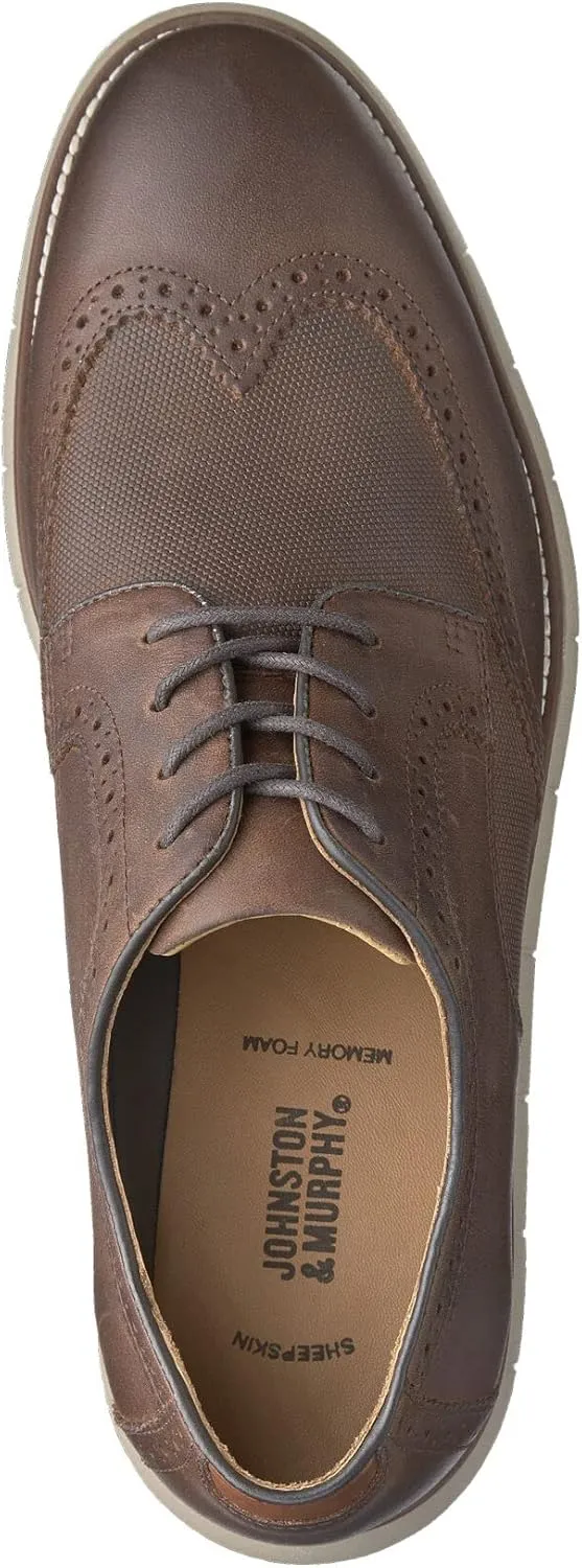 Johnston & Murphy Men's Holden Wingtip Full Grain, Classic Dress Shoe, Genuine Leather, Lightweight Athletic Construction