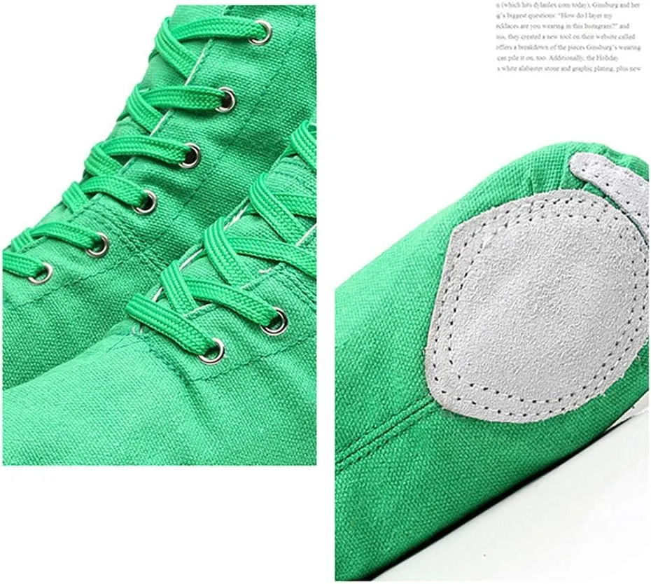 JUODVMP Women's Canvas Flats Boots Jazz Dance Shoes Breathable Canvas Jazz Dance Shoes Boot Jazz Shoes for Adult & Child,Model TJGBFBJS