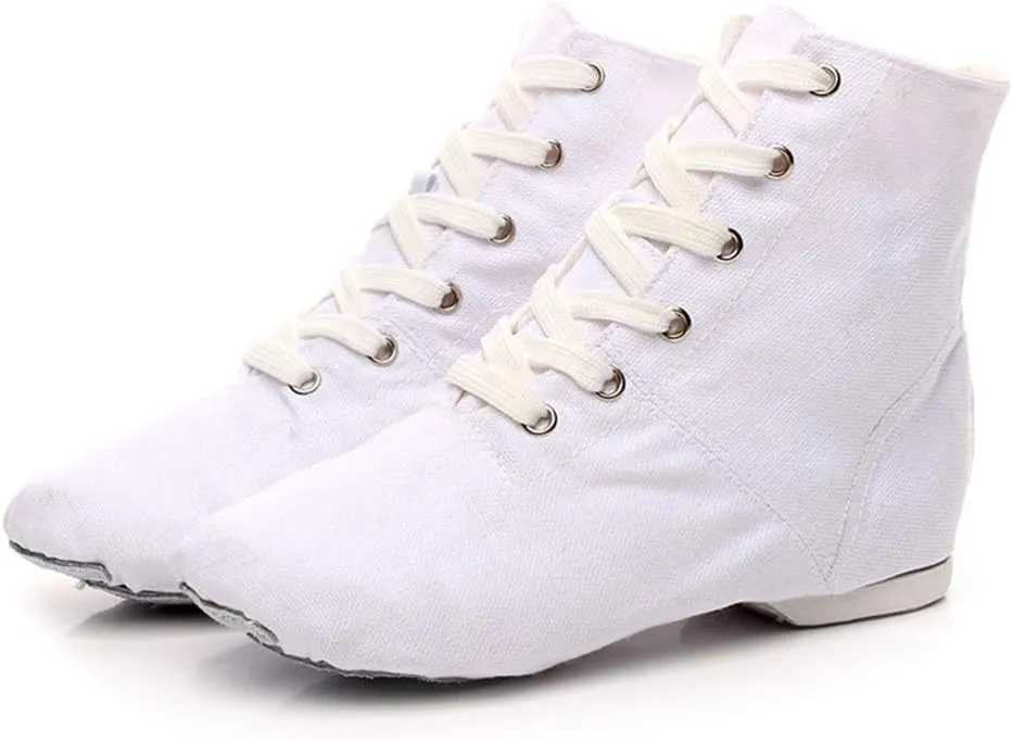 JUODVMP Women's Canvas Flats Boots Jazz Dance Shoes Breathable Canvas Jazz Dance Shoes Boot Jazz Shoes for Adult & Child,Model TJGBFBJS
