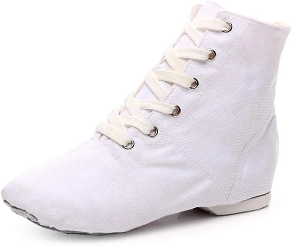 JUODVMP Women's Canvas Flats Boots Jazz Dance Shoes Breathable Canvas Jazz Dance Shoes Boot Jazz Shoes for Adult & Child,Model TJGBFBJS