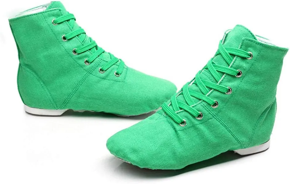 JUODVMP Women's Canvas Flats Boots Jazz Dance Shoes Breathable Canvas Jazz Dance Shoes Boot Jazz Shoes for Adult & Child,Model TJGBFBJS
