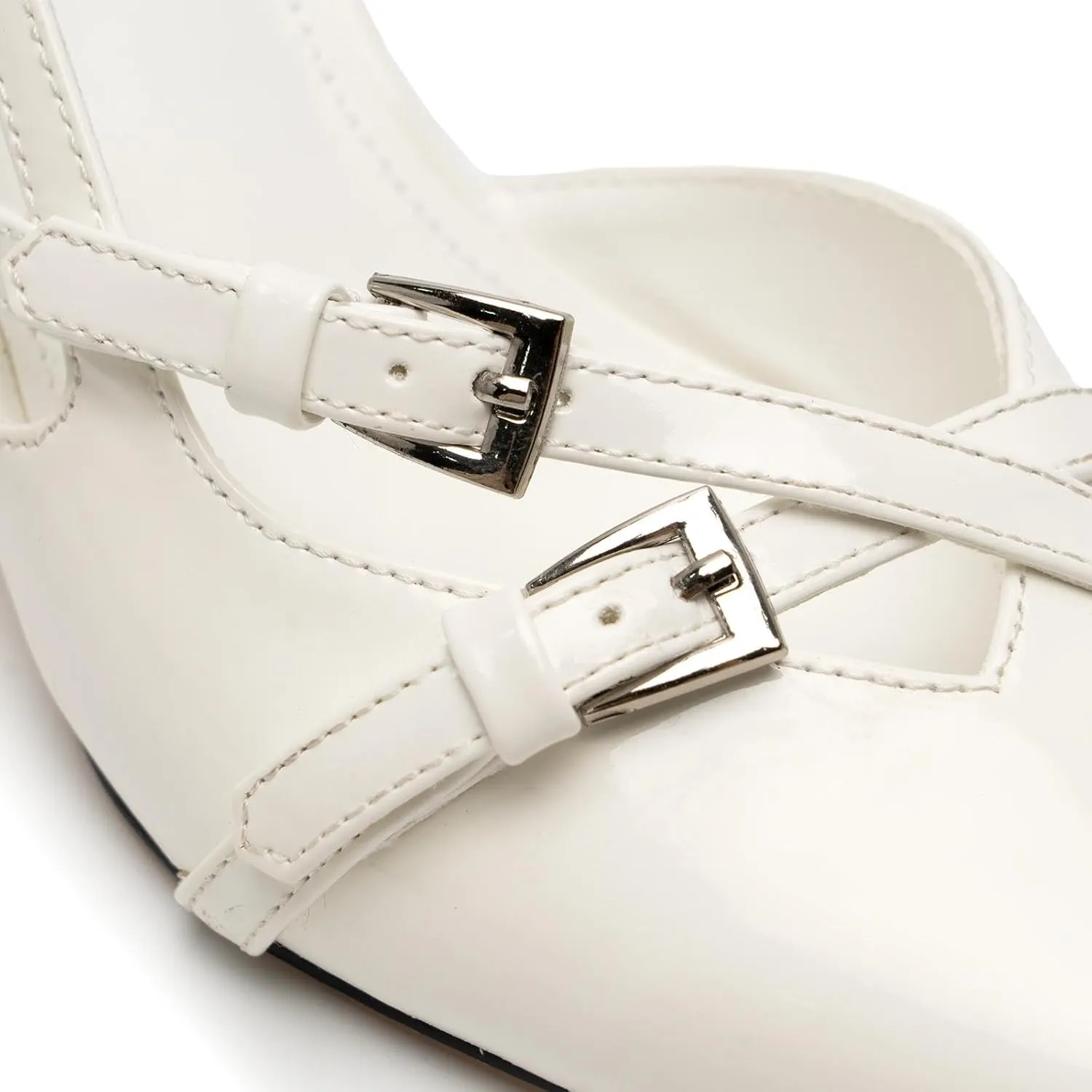 KaroNairy Kitten Heels for Women Pointed Toe Slingback Heels Closed Toe Wedding Dress Pumps with Buckles