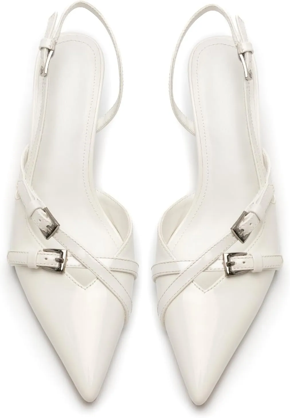 KaroNairy Kitten Heels for Women Pointed Toe Slingback Heels Closed Toe Wedding Dress Pumps with Buckles
