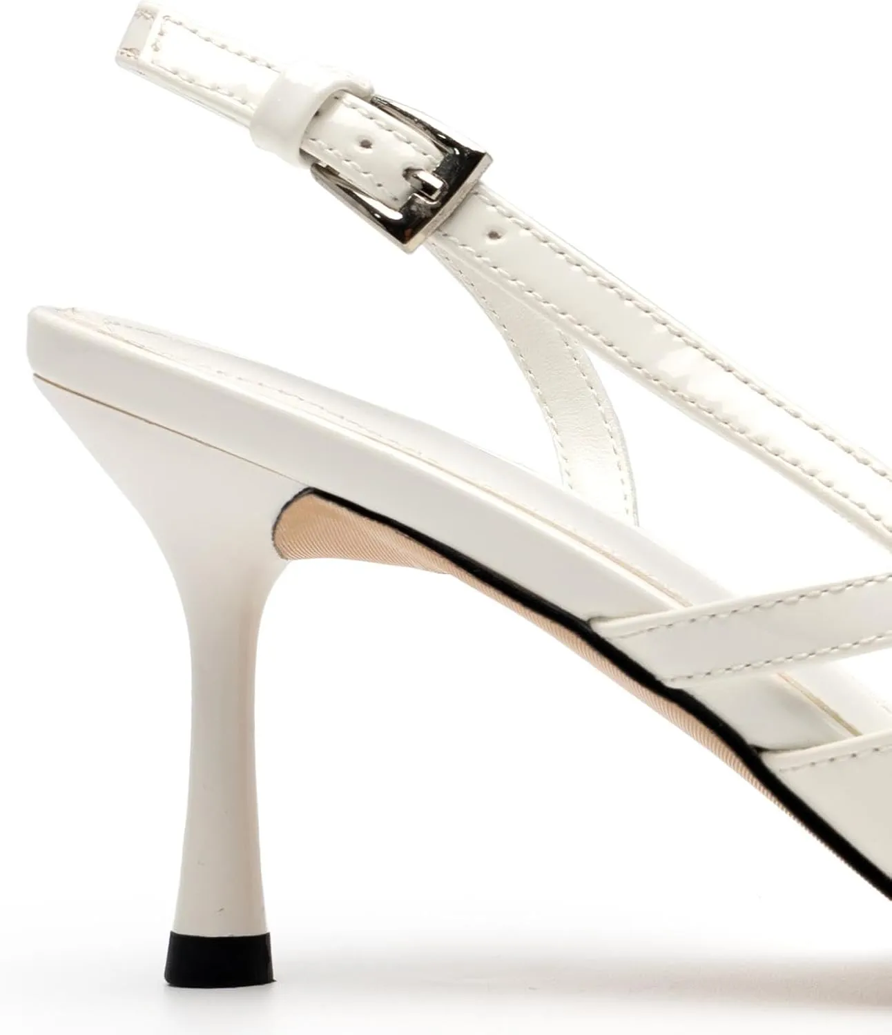 KaroNairy Kitten Heels for Women Pointed Toe Slingback Heels Closed Toe Wedding Dress Pumps with Buckles