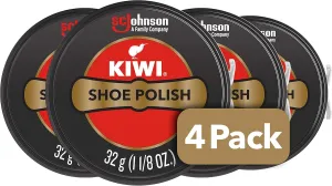 KIWI Shoe Polish, Black, 4.5 Ounce, Pack of 4