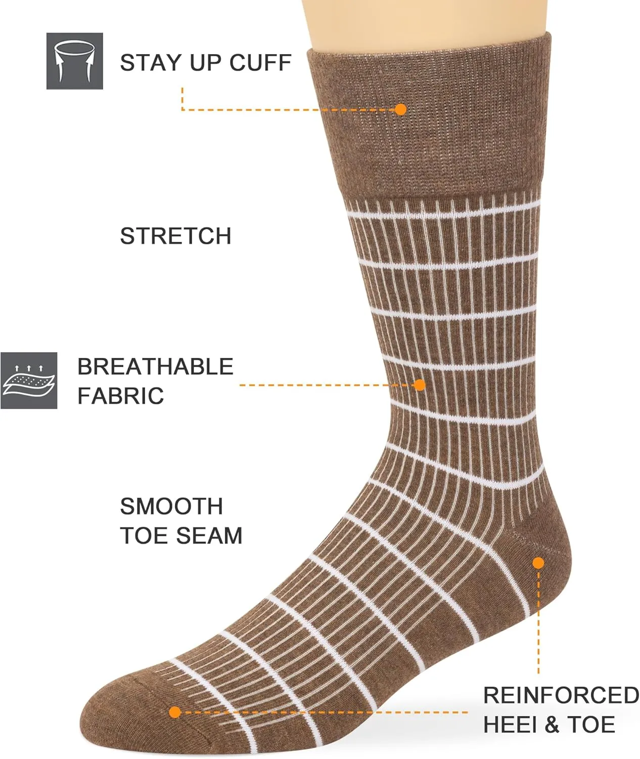 KM Legend Men's Dress Socks Classic Fine Lightweight for Formal and Casual Wear (5 Pair Pack)