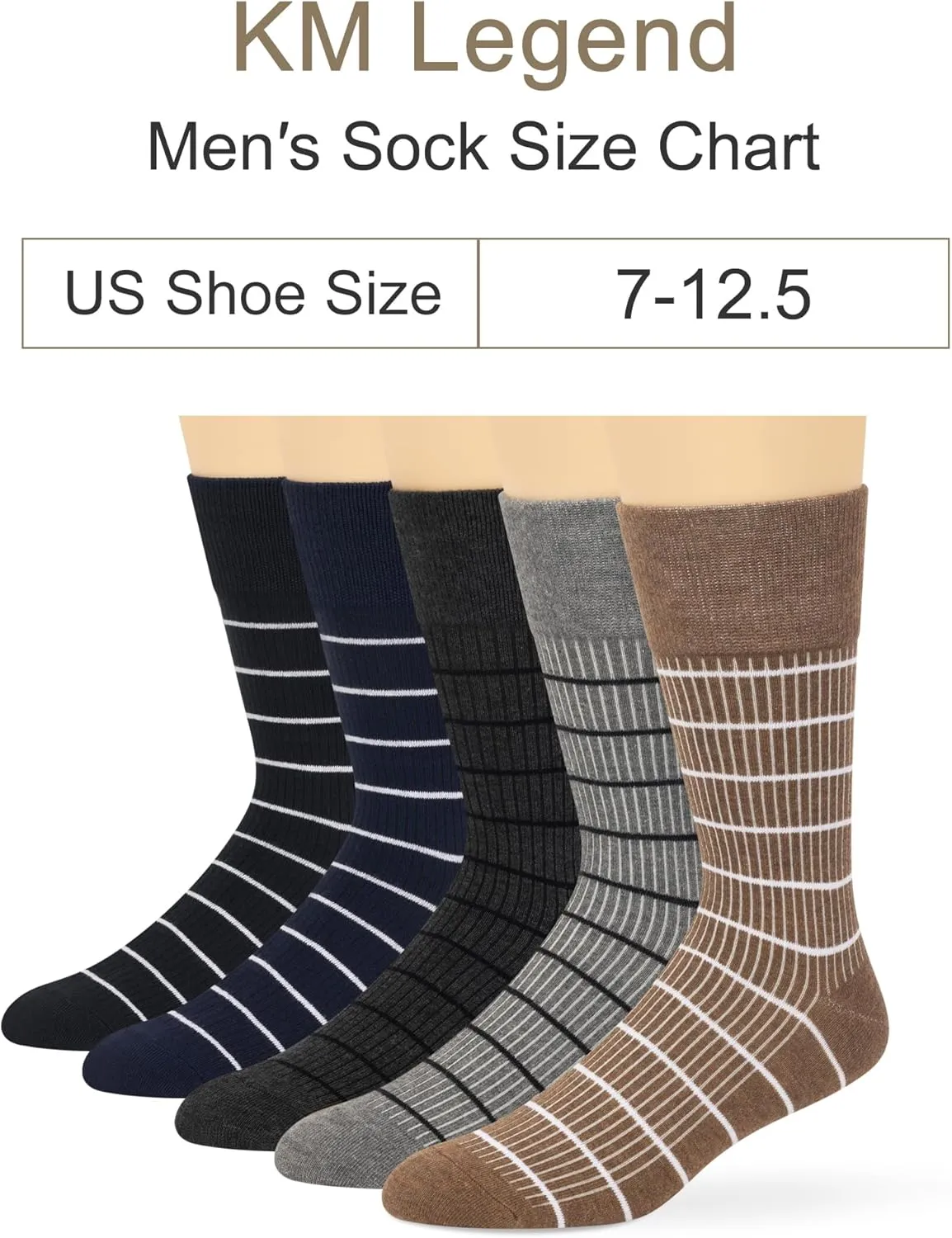 KM Legend Men's Dress Socks Classic Fine Lightweight for Formal and Casual Wear (5 Pair Pack)