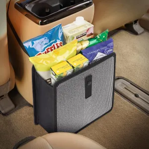 KMMOTORS Jopps Premium Diamond Car Trash Can – Luxury Foldable Bin with Strap, PU Leather & Oxford, Waterproof, Bling Crystal Design for Stylish Interiors (Large, Diamond Black)