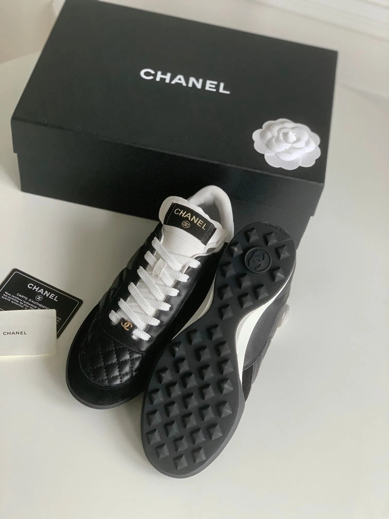 Lambskin 143544 Cost-effective Attentive support Sneaker CHANEL Quilted In Black