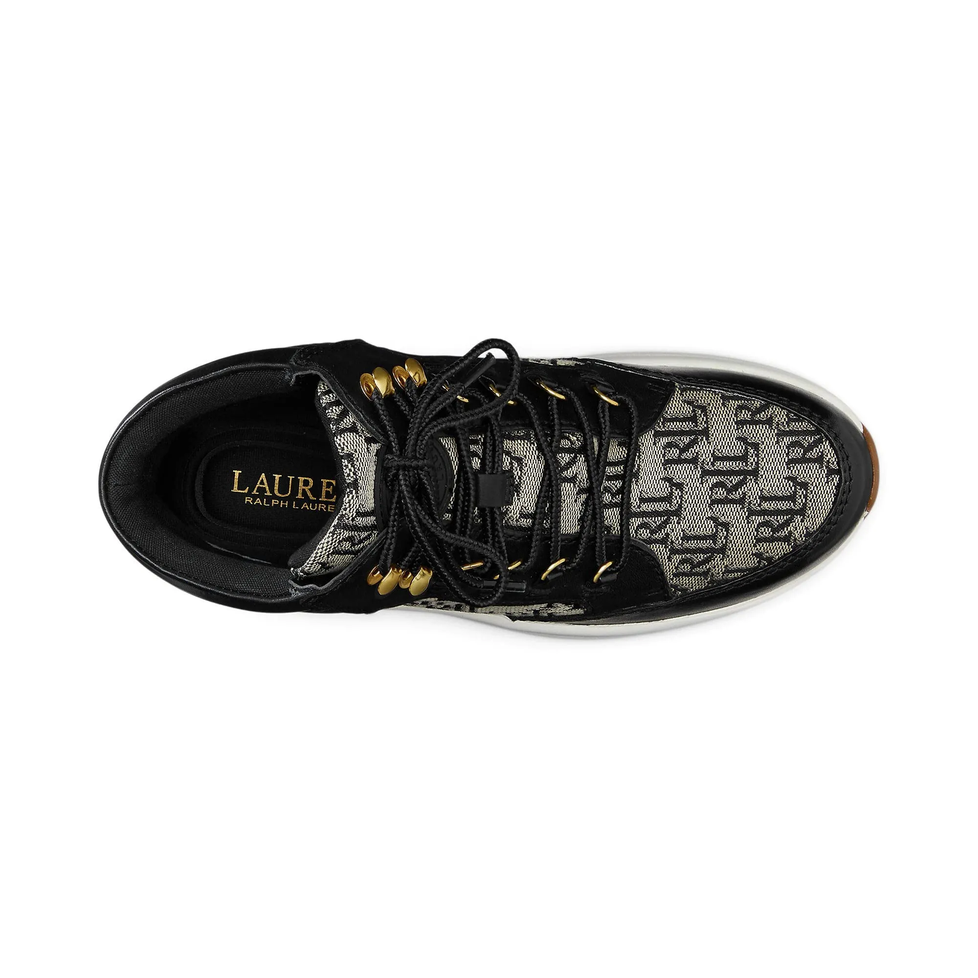 Lauren Ralph Lauren Women's Rylee Hiker Sneaker, Black-Black/Black, 8.5