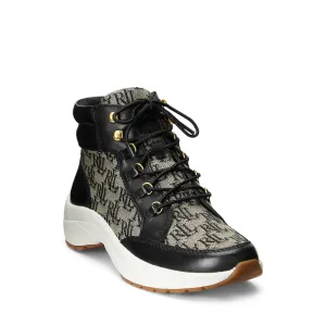 Lauren Ralph Lauren Women's Rylee Hiker Sneaker, Black-Black/Black, 8.5