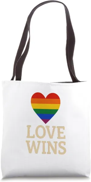 LGBT Love Wins Rainbow Heart Equality Graphic Tote Bag