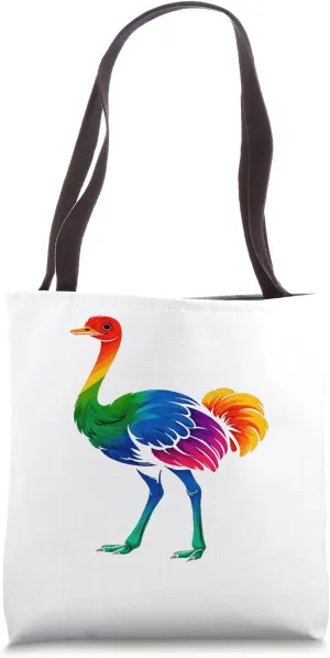 LGBT Rainbow Ostrich Standing Feathered Style Tote Bag