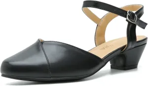 LIURUIJIA Women's Low Chunky Heel Slingback Dress Shoes Comfortable Closed Toe Block Heels Sandals