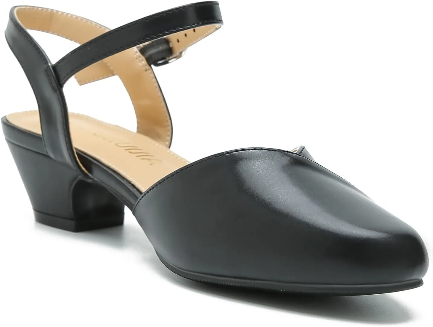 LIURUIJIA Women's Low Chunky Heel Slingback Dress Shoes Comfortable Closed Toe Block Heels Sandals