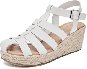 Luoika Women's Wide Width Wedge Sandals, Ankle Strap Open Toe Platform Espadrille Wedge Pump Heel Women's Sandals Concise Casual Summer Shoes.