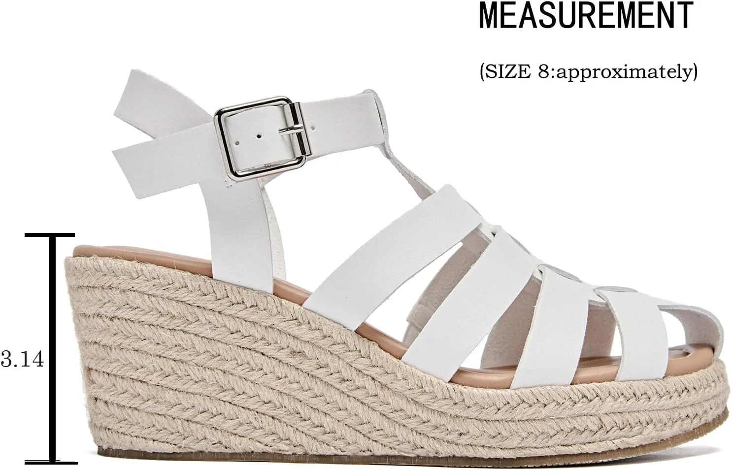 Luoika Women's Wide Width Wedge Sandals, Ankle Strap Open Toe Platform Espadrille Wedge Pump Heel Women's Sandals Concise Casual Summer Shoes.