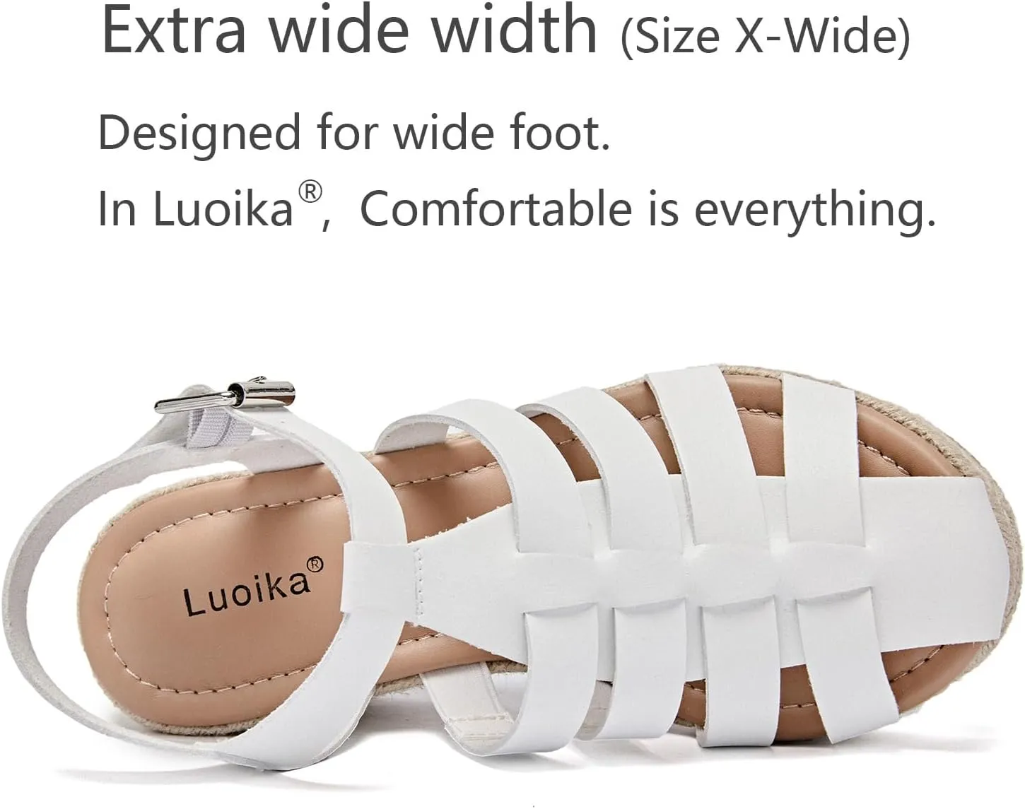 Luoika Women's Wide Width Wedge Sandals, Ankle Strap Open Toe Platform Espadrille Wedge Pump Heel Women's Sandals Concise Casual Summer Shoes.