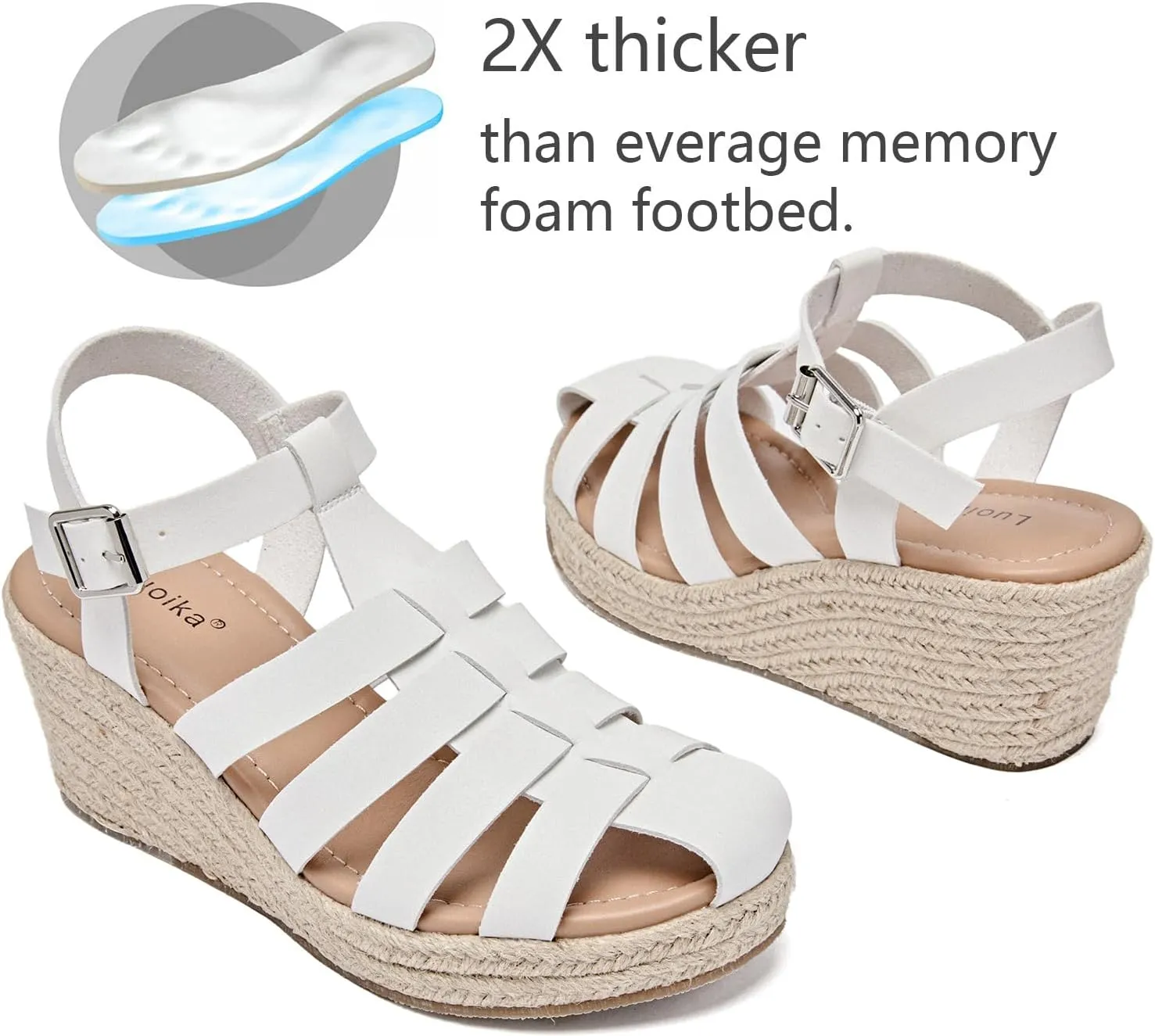 Luoika Women's Wide Width Wedge Sandals, Ankle Strap Open Toe Platform Espadrille Wedge Pump Heel Women's Sandals Concise Casual Summer Shoes.