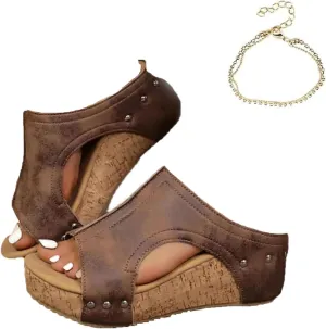 Maison Birch Lumi Cork Wedges, Cork Wedge Sandals for Women, Comfy Platform Orthopedic Sandals for Non Slip