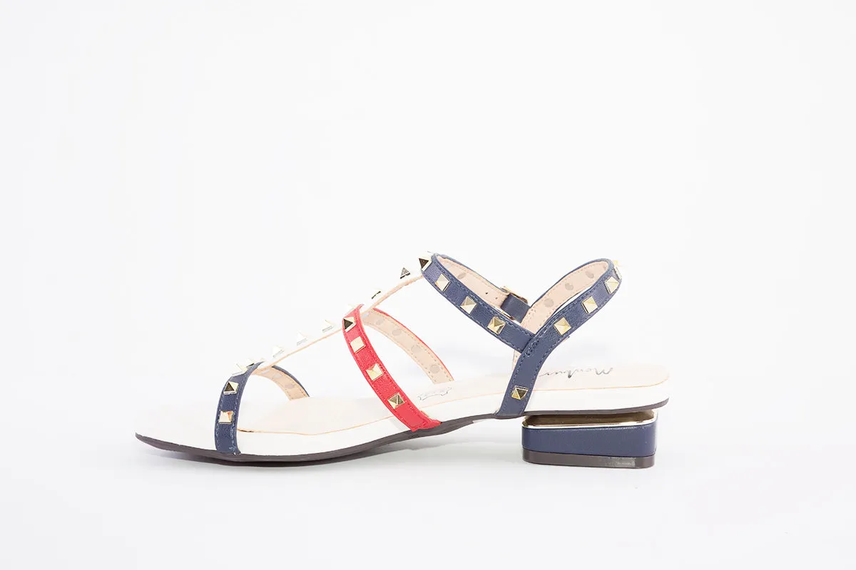 MENBUR - 22922 LOW HEEL FASHION SANDAL - NAVY MULTI