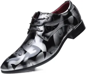 Men's Oxfords Pointed Toe Lace Ups Shoes Supple Full-Grain Leather Shoes for Men(Gray,6.5)