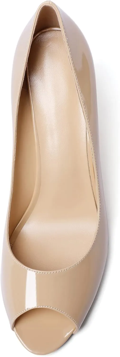 Mettesally Womens Wedge Shoes Cork High Heels Pumps Peep Toe Slip On Comfort Office Work Dress Shoes