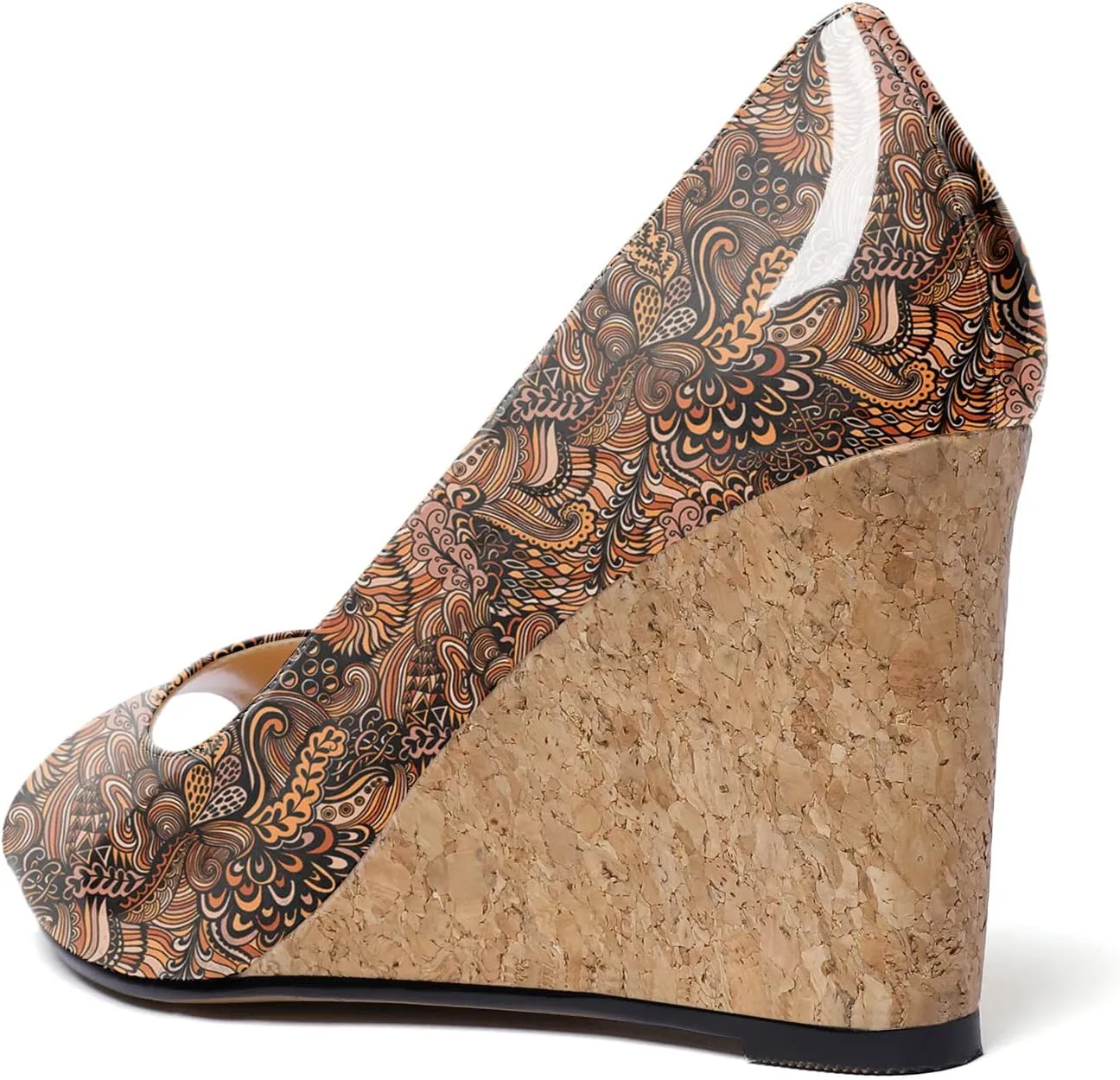 Mettesally Womens Wedge Shoes Cork High Heels Pumps Peep Toe Slip On Comfort Office Work Dress Shoes