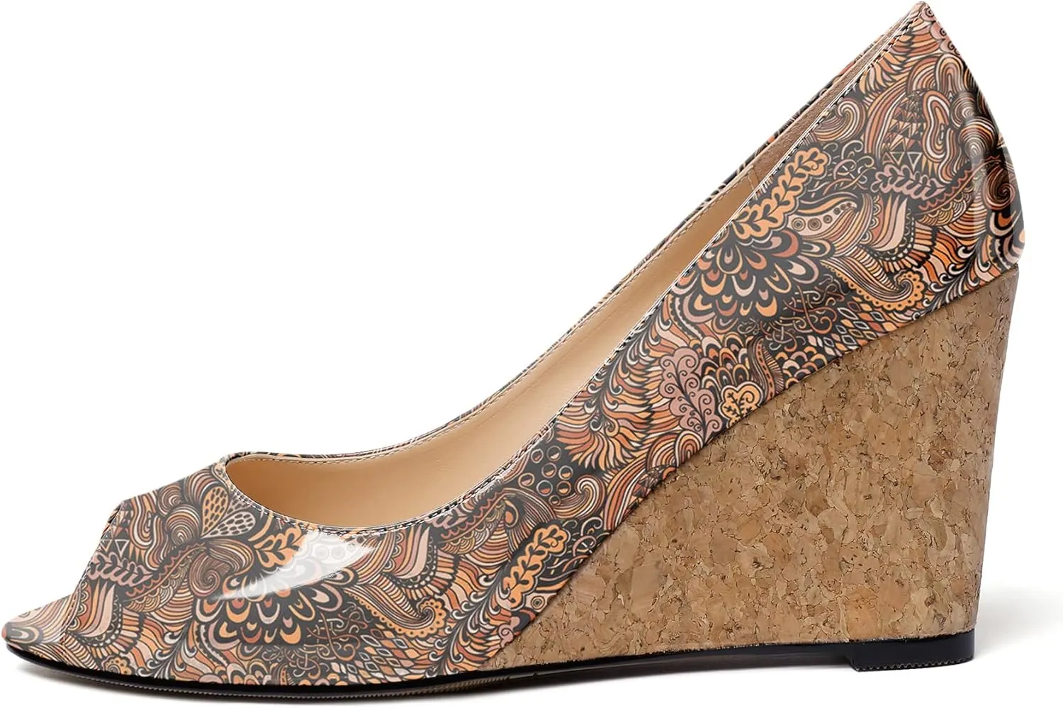 Mettesally Womens Wedge Shoes Cork High Heels Pumps Peep Toe Slip On Comfort Office Work Dress Shoes