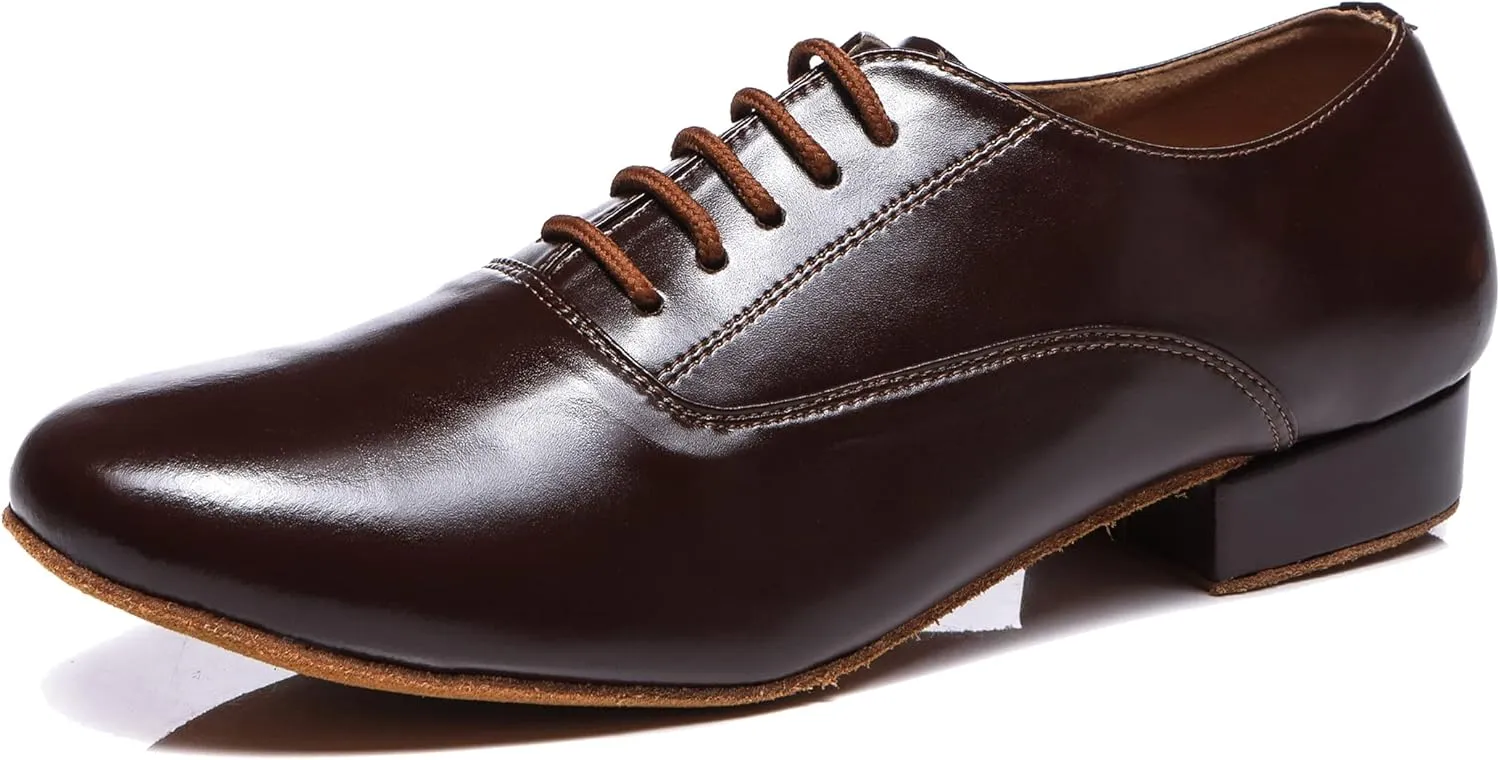 Minishion Dancing Shoes for Men 1" Standard Heel Leather Ballroom Dance Shoes