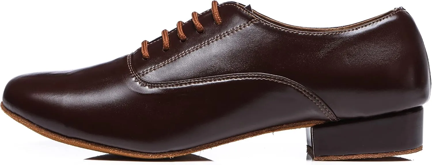 Minishion Dancing Shoes for Men 1" Standard Heel Leather Ballroom Dance Shoes